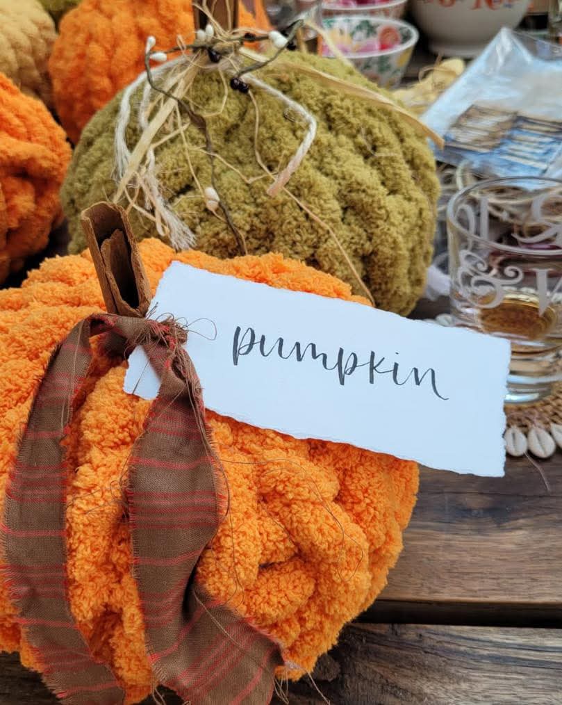 knitted orange pumpkin